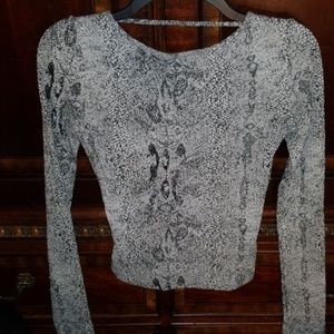 Bebe snakeskin Backless long sleeve blouse